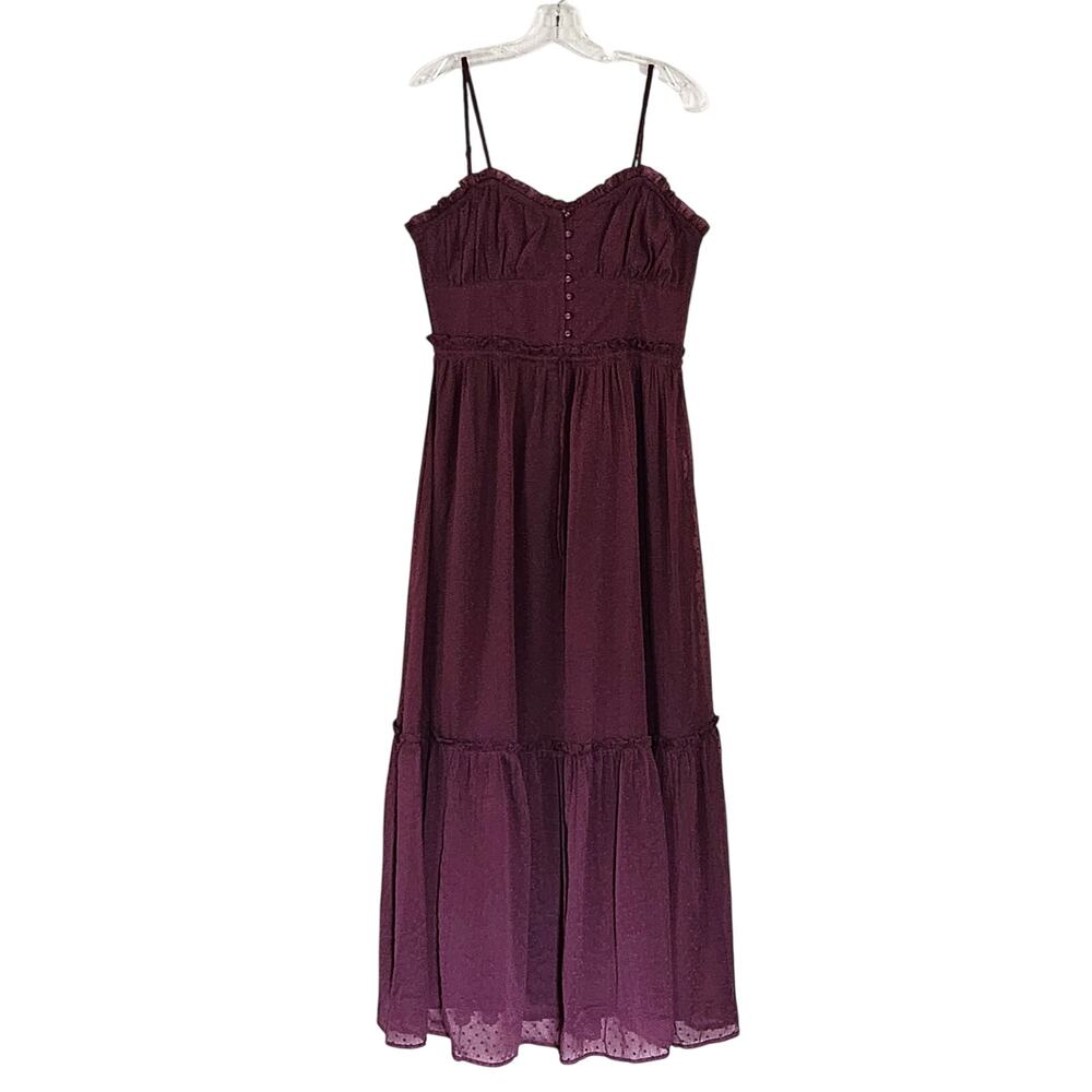 Patrons of Peace Swiss Dot Tiered Smocked Maxi Dress Sz L NWT Plum Boho Romantic